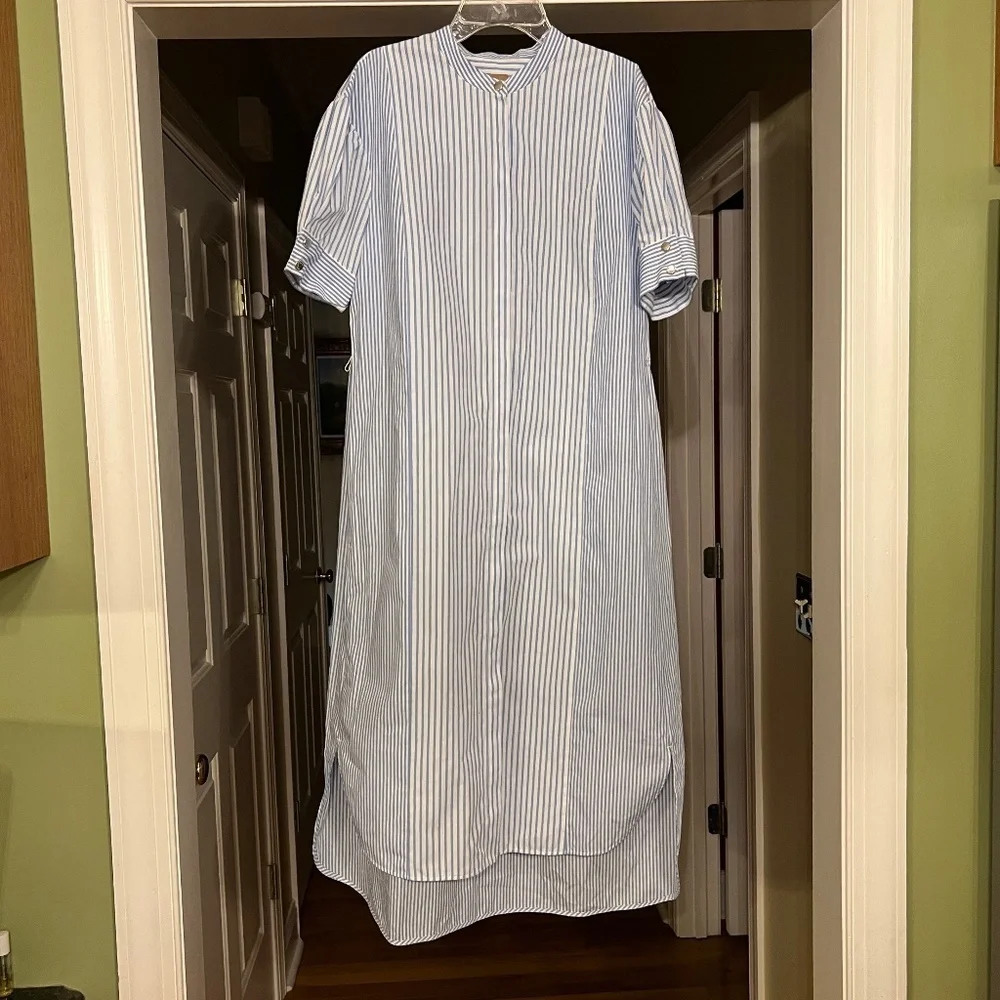 NWOT Women's Boss by Hugo Boss Desseni Stripe Cotton Midi Shirt Dress US Size 6